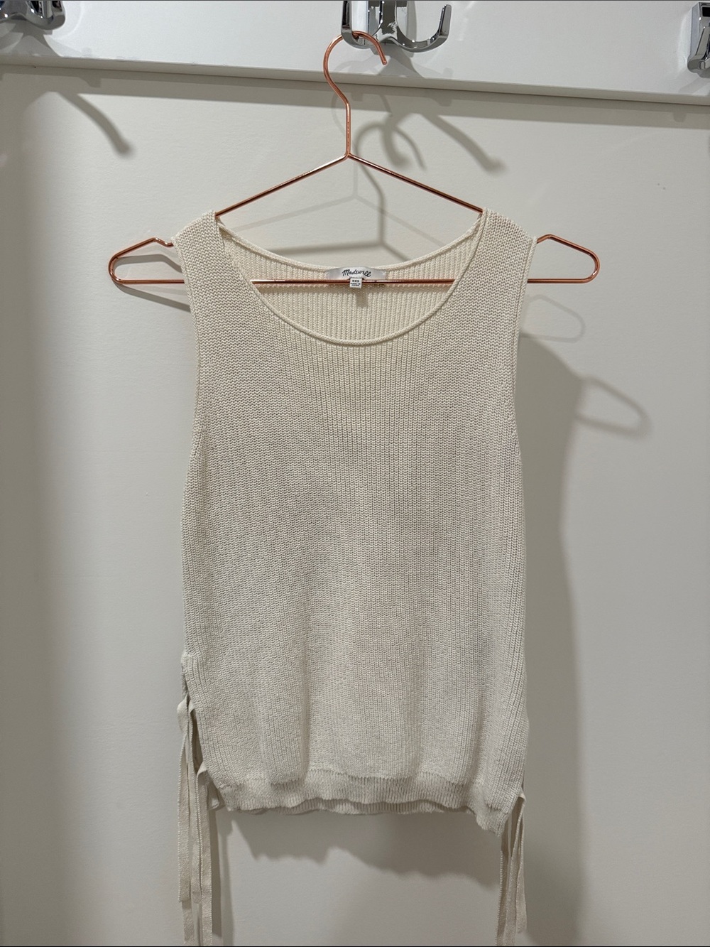 Madewell Cream Knit Tank with Side Ties